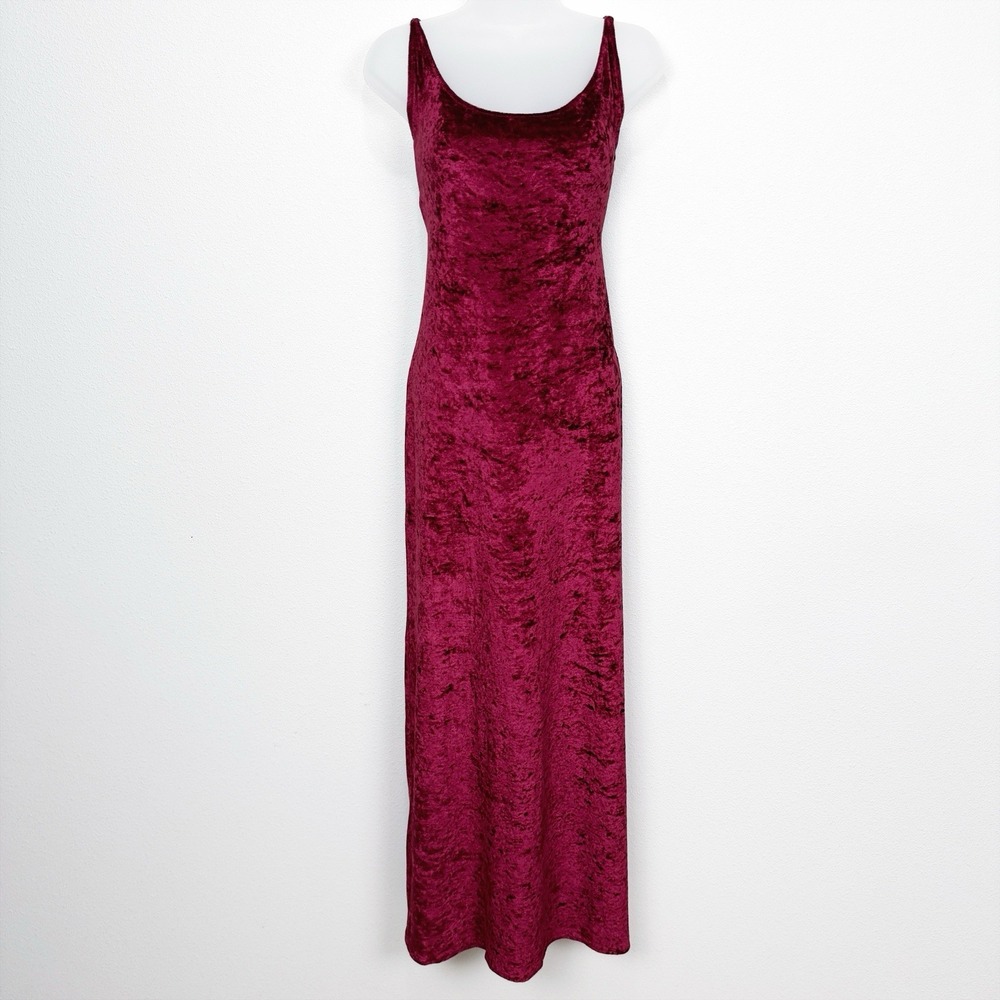 Vintage Victorias Secret‎ Dress Womens Medium Red Crushed Velvet Maxi